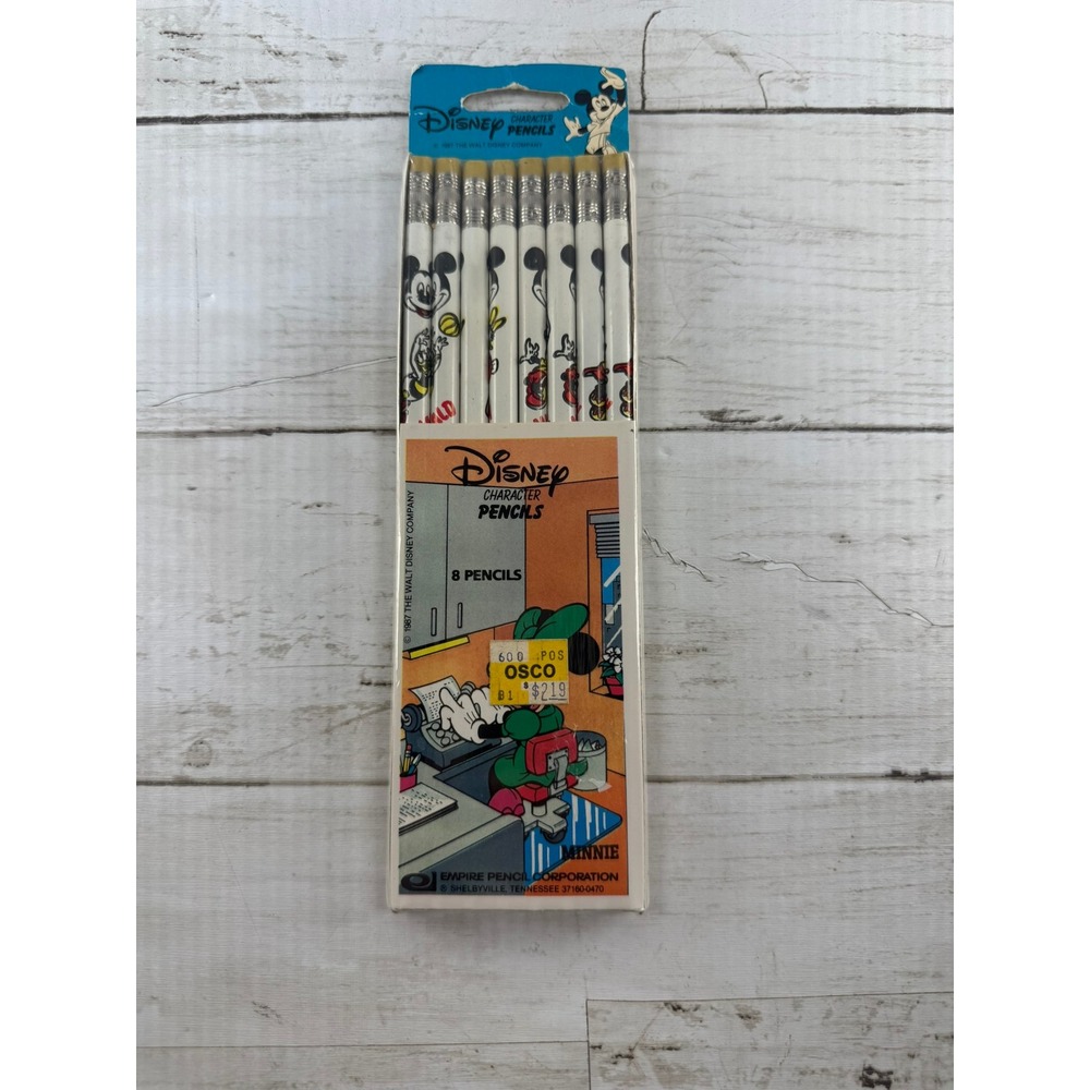 Vintage 1987 Disney Mickey Mouse Character Pencils 8 Pack Empire Pencil Co New